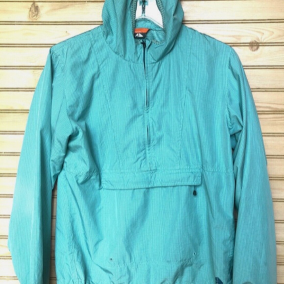 Nike ACG Aqua/Teal Mesh Lined Rip Stop Hooded Anorak/Rain Jacket Women's S - Picture 1 of 10